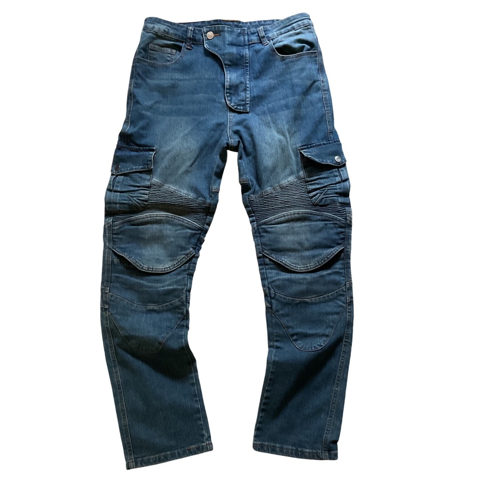 Winx Wheels Mens Blue Denim Motorcycle Riding Jeans Cargo Biker Pants Size L JP